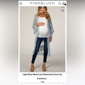 Pink Blush Light Blue Mesh Maternity Kimono, size  S/M